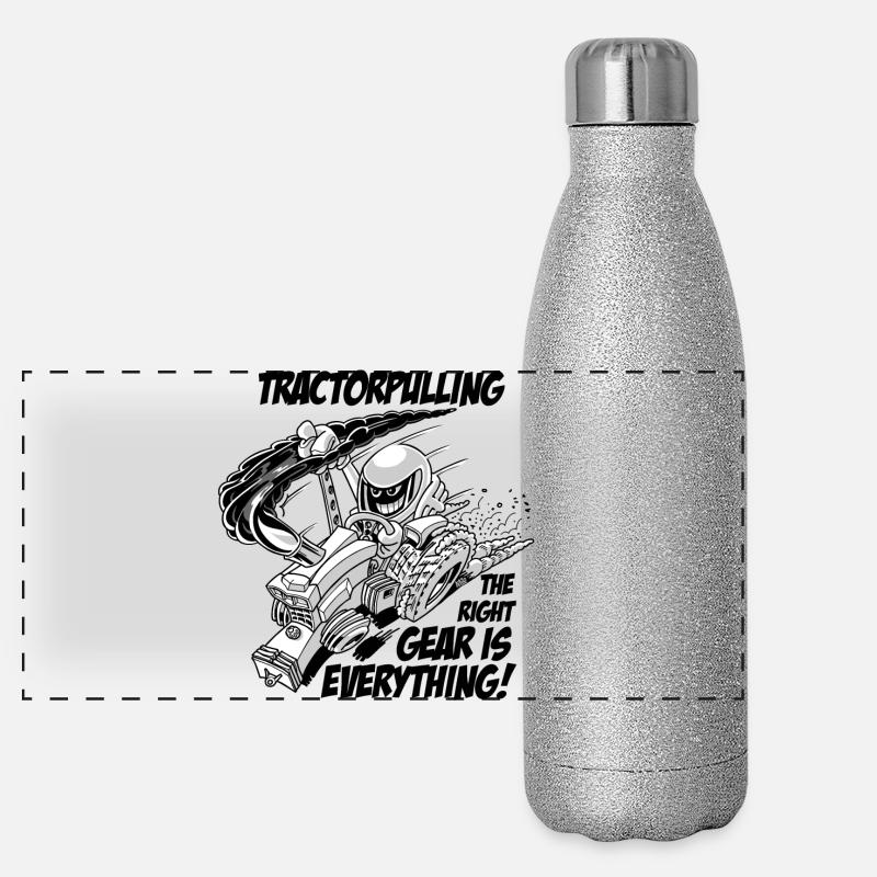 0966 tractor pulling BW Panoramic Glitter Thermal Bottle 500 ml