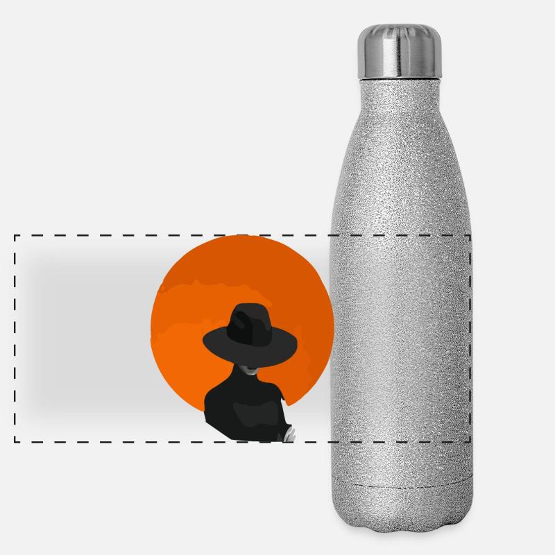 Femme avec chapeau Gourde isotherme panoramique pailletée 500 ml