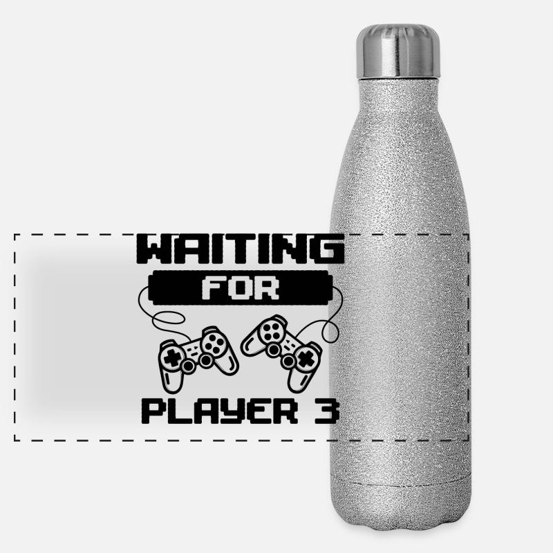 Gamer Zocker Schwanger Controller Statement Panorama Glitzer Isolierflasche 500 ml