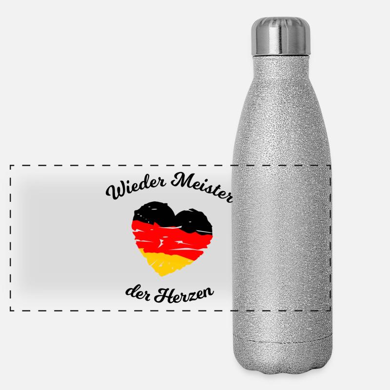 Fußball Deutscher Meister der Herzen - Panorama Glitzer Isolierflasche 500 ml - Silber Glitzer
