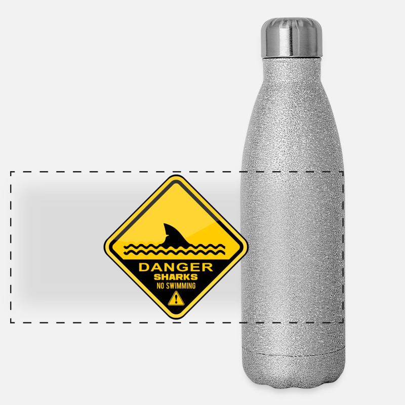 Danger Requins Pas de natation Gourde isotherme panoramique pailletée 500 ml