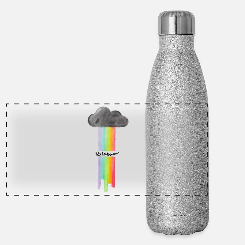 Regenbogen Wolke Tropfen Panorama Glitzer Isolierflasche 500 ml