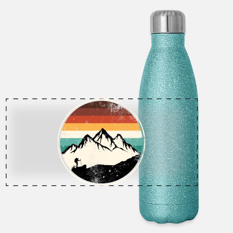 Retro Peak Trail Circle Panoramic Glitter Thermal Bottle 500 ml