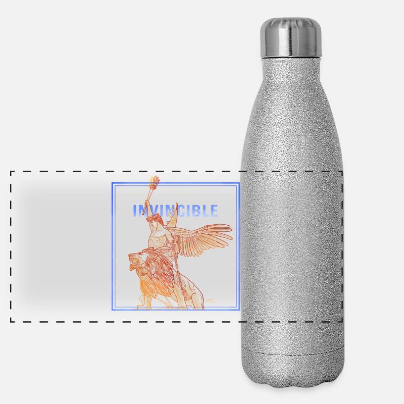 Invincible Angle with Lion Panorama Glitzer Isolierflasche 500 ml