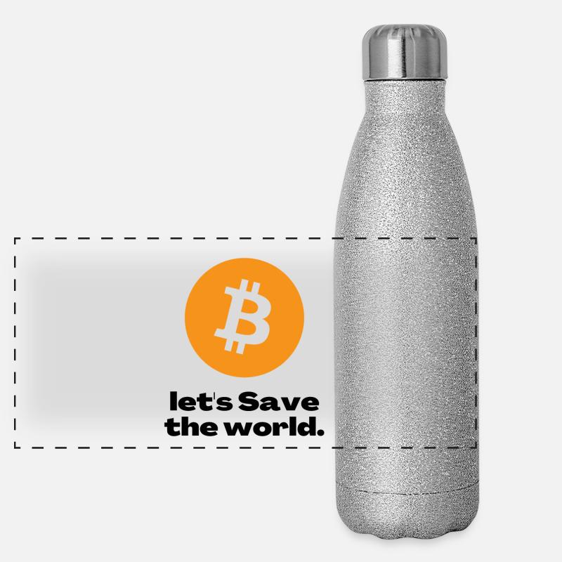 Bitcoin emblem on bright orange circle Panoramic Glitter Thermal Bottle 500 ml