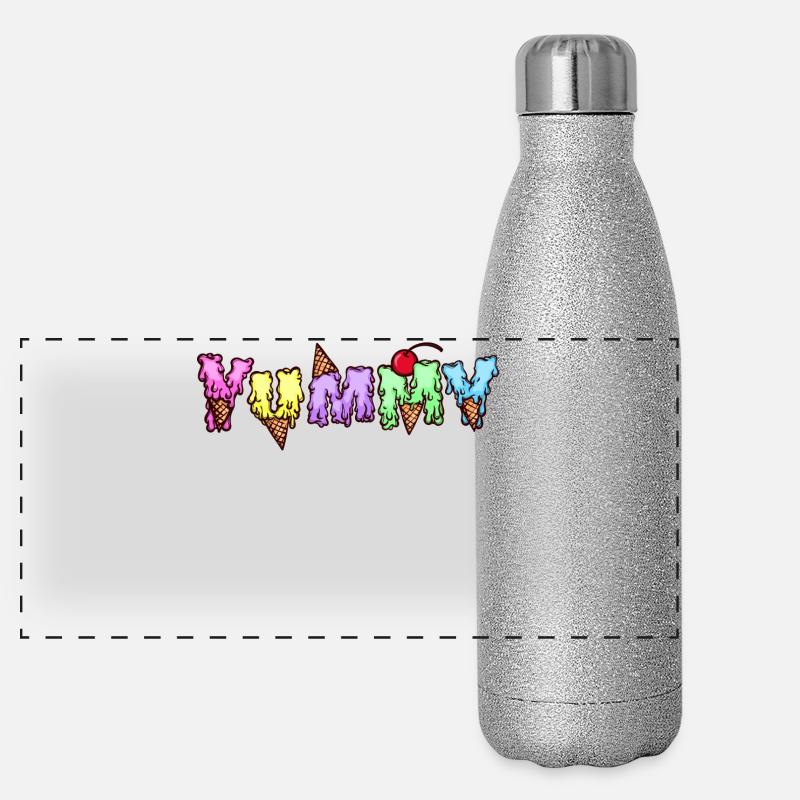 Nachspeise Lecker Süßigkeiten Spruch Eis Naschen Panorama Glitzer Isolierflasche 500 ml
