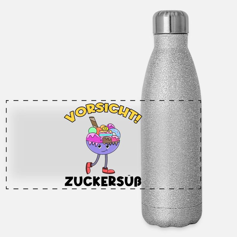 Süßigkeiten Naschen Nachspeise Statement Eis Panorama Glitzer Isolierflasche 500 ml