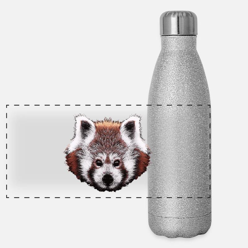 roter panda, süße tiergesichter Panorama Glitzer Isolierflasche 500 ml
