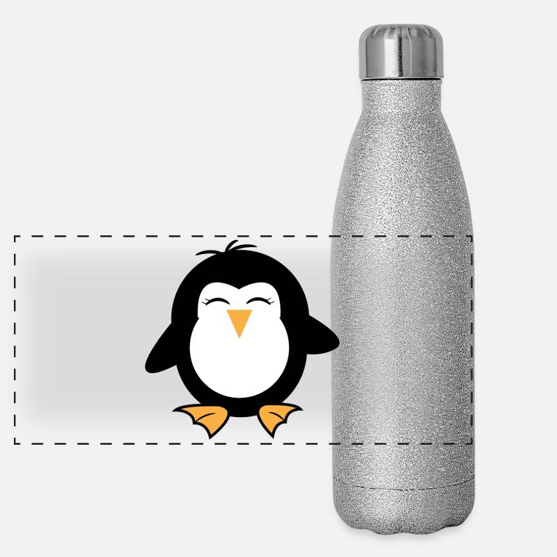Seevogel Tier Süß Pinguin Vogel Arktis Panorama Glitzer Isolierflasche 500 ml