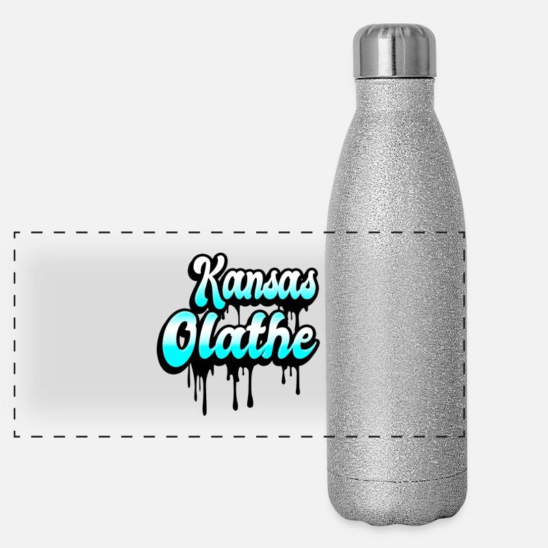 Olathe Kansas Design Panorama Glitzer Isolierflasche 500 ml