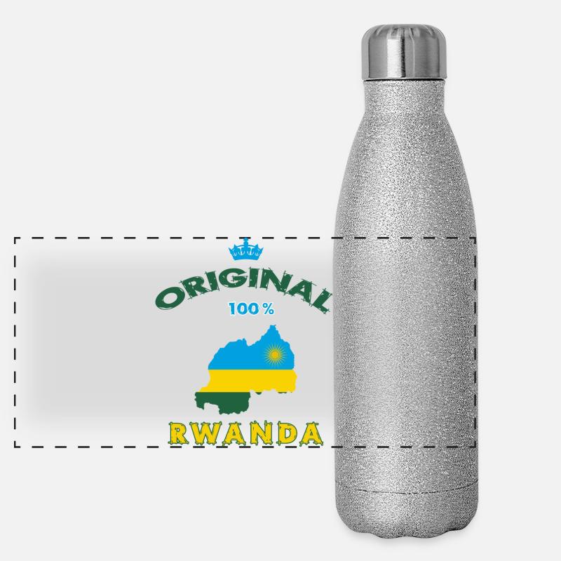 Ruanda Original 100% Flaggen Design Panorama Glitzer Isolierflasche 500 ml