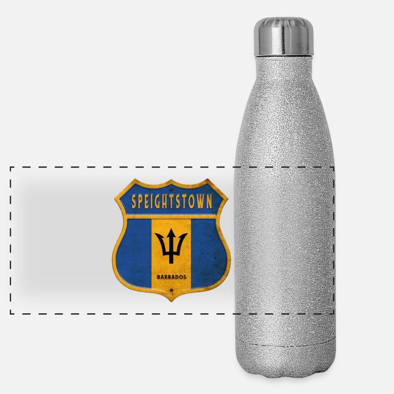 Drapeaux de Speightstown Barbade Gourde isotherme panoramique pailletée 500 ml