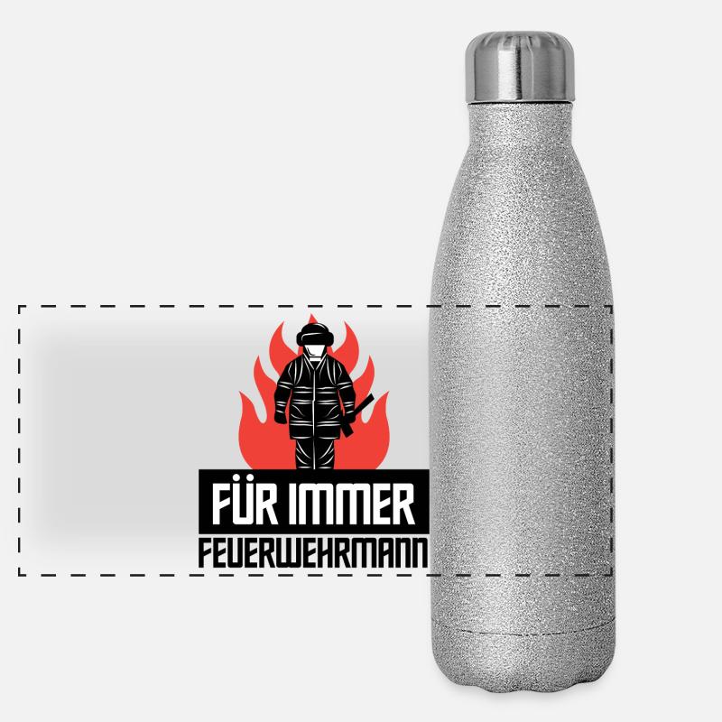 Feuerwehr Lebensretter Feuerwehrmann Statement Panorama Glitzer Isolierflasche 500 ml