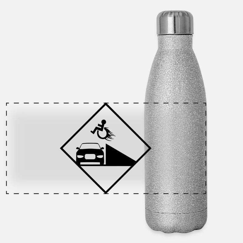 Rollstuhlfahrer springt über eine Rampe # Panorama Glitzer Isolierflasche 500 ml