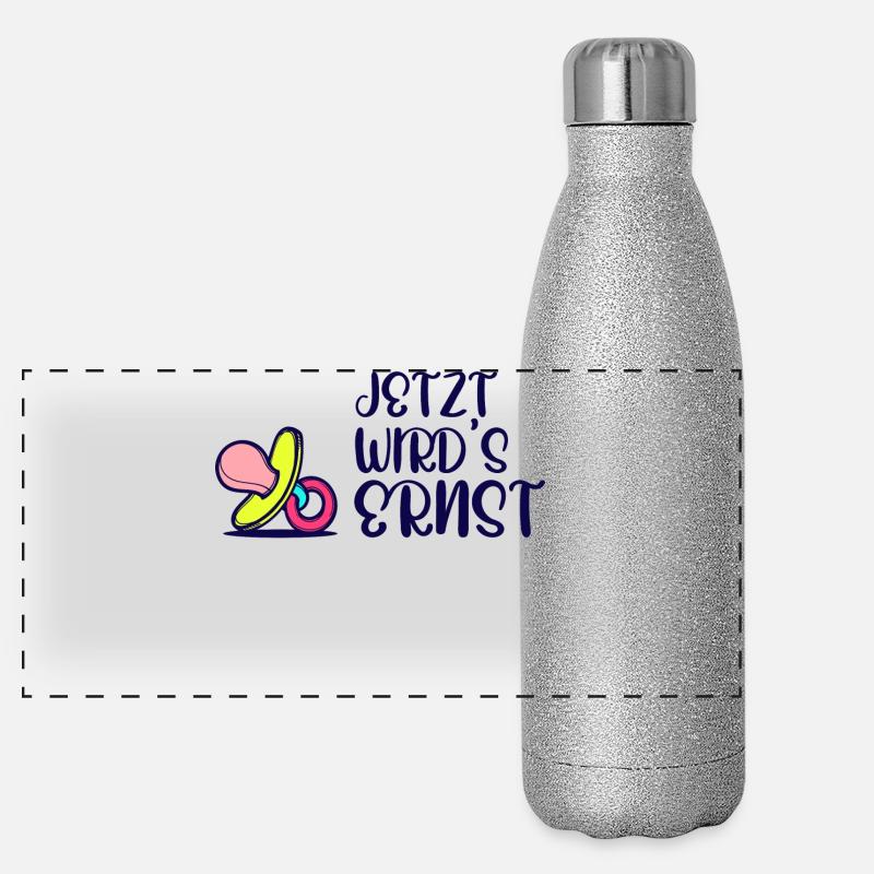 Elternschaft Eltern Geburt Statement Schwanger Panorama Glitzer Isolierflasche 500 ml