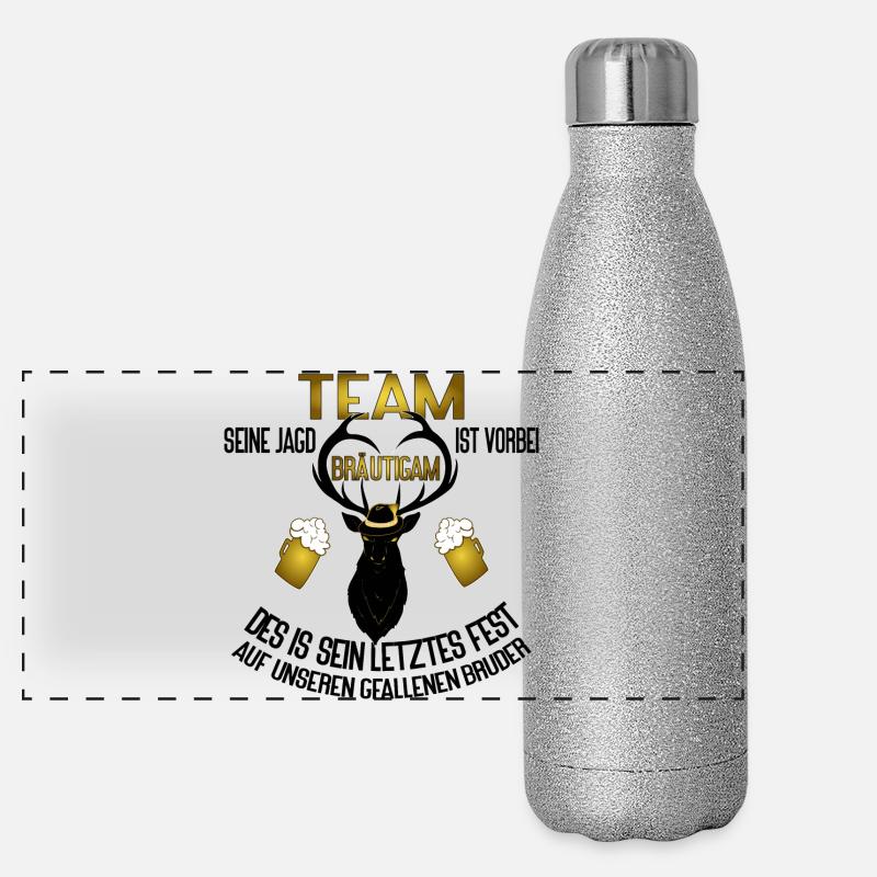 Team Bräutigam JGA Hirsch Jagd Humor Panorama Glitzer Isolierflasche 500 ml