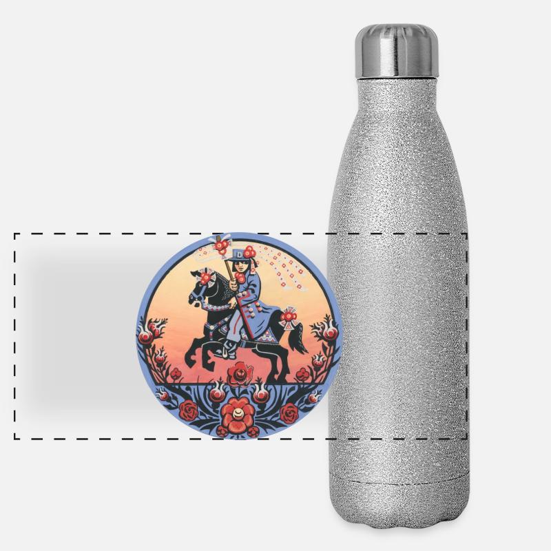Sorbische Folklore – Reiter und Festtradition Panorama Glitzer Isolierflasche 500 ml