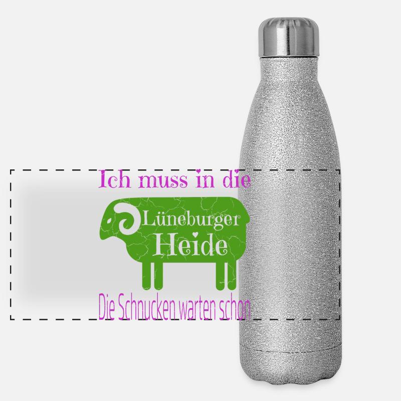 Lüneburger Heide Motiv Panorama Glitzer Isolierflasche 500 ml
