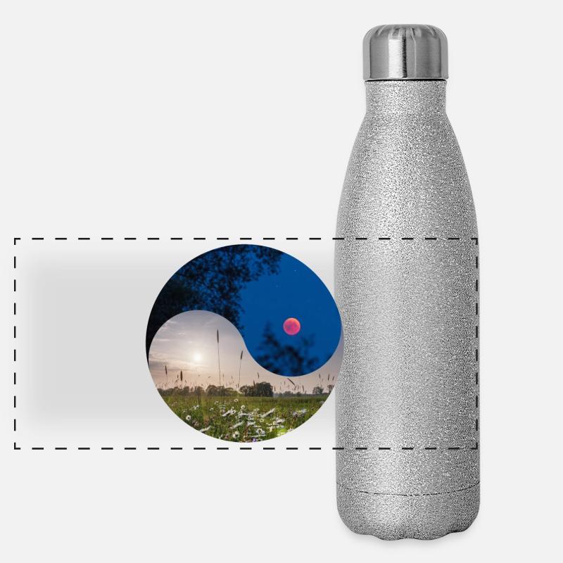Yin et Yang de l’éclipse lunaire et de l’équinoxe Gourde isotherme panoramique pailletée 500 ml