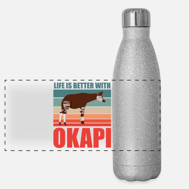 Okapi en harmonie avec la nature Gourde isotherme panoramique pailletée 500 ml