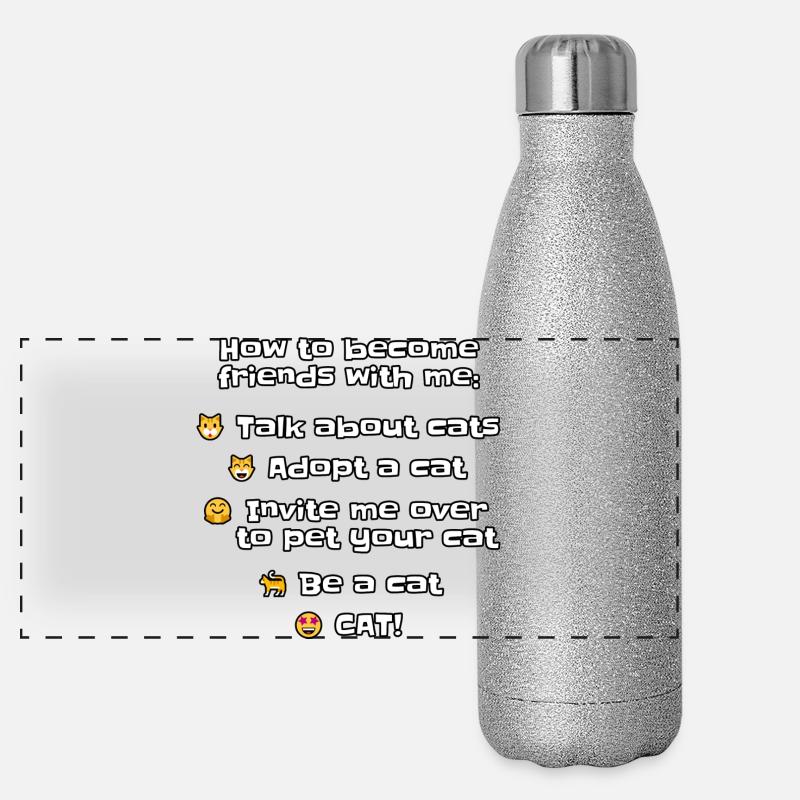 How to befriend a cat nerd - Panoramic Glitter Thermal Bottle 500 ml - silver glitter