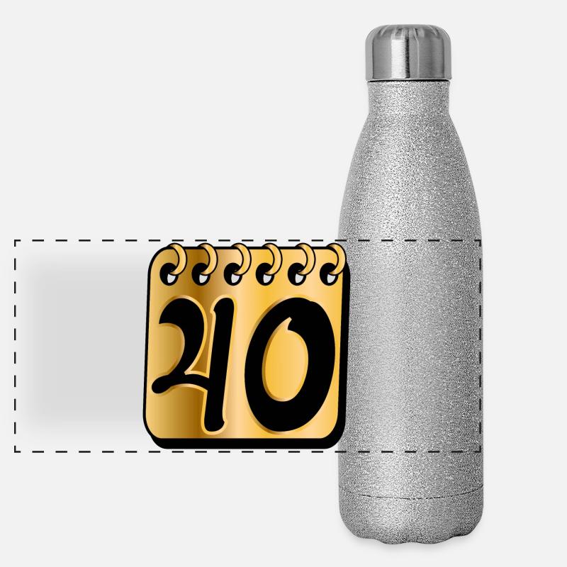 Zahl Vierzig - 40. Geburtstag Panorama Glitzer Isolierflasche 500 ml