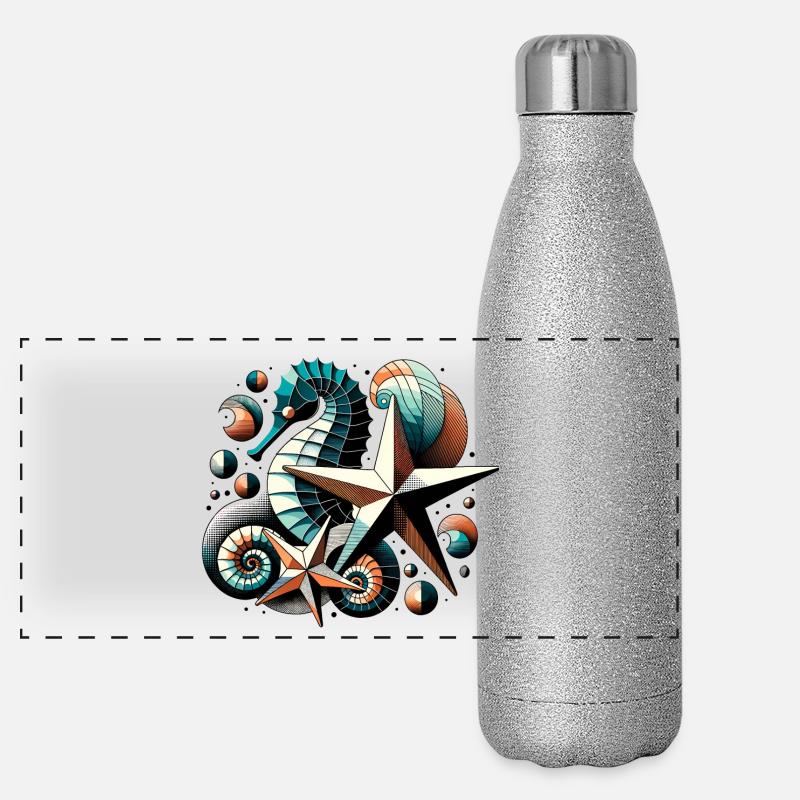 Des créatures marines élégantes Gourde isotherme panoramique pailletée 500 ml