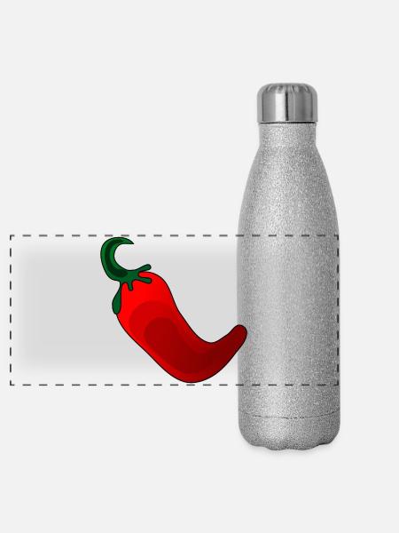 Peperoni Gewürzpaprika - Kochen - Panorama Glitzer Isolierflasche 500 ml - Silber Glitzer