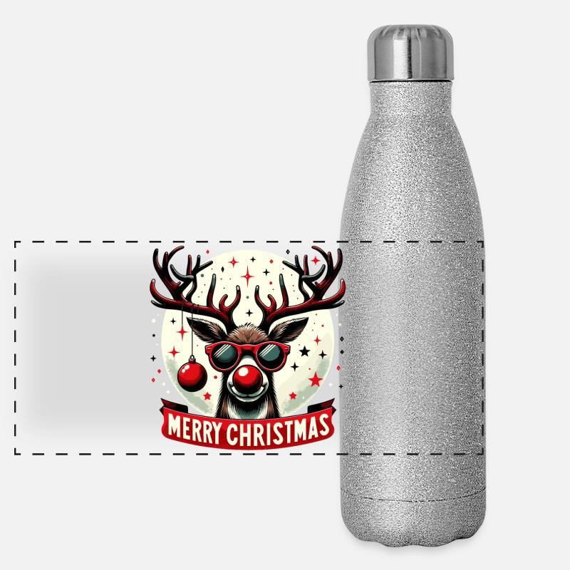 Rentier-Weihnachtsspaß - Original Pullover Panorama Glitzer Isolierflasche 500 ml