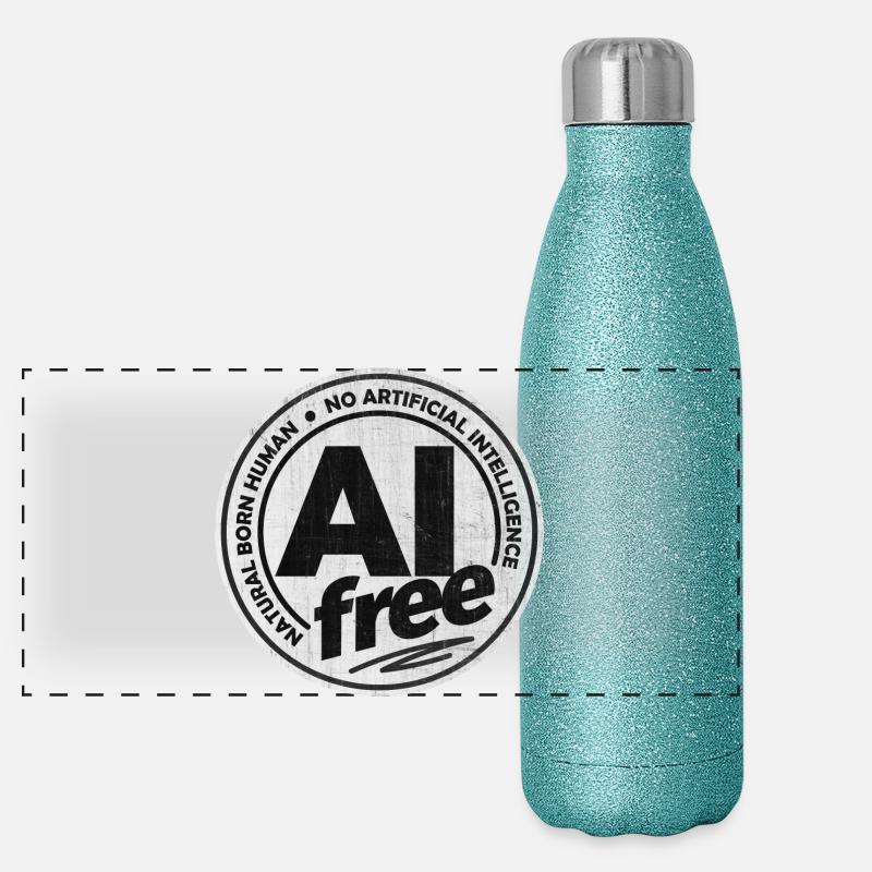 AI Free - No Artificial Intelligence Panoramic Glitter Thermal Bottle 500 ml