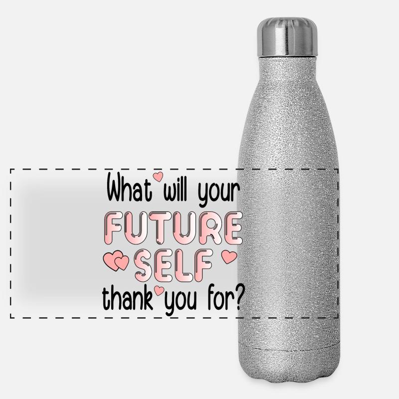 QUESTION FUTURE SELF QUOTE Panoramic Glitter Thermal Bottle 500 ml