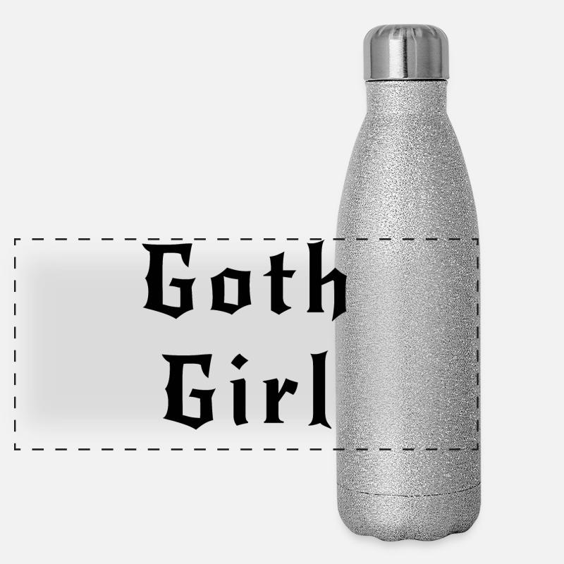 Goth girl black Panoramic Glitter Thermal Bottle 500 ml