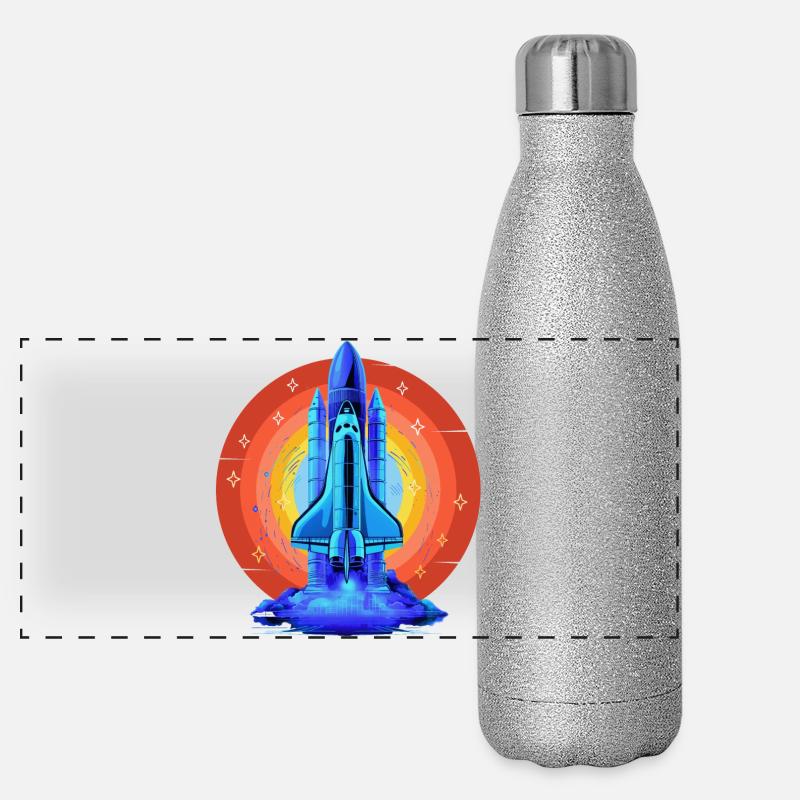 BLAUES SPACE SHUTTLE RETRO VINTAGE Panorama Glitzer Isolierflasche 500 ml