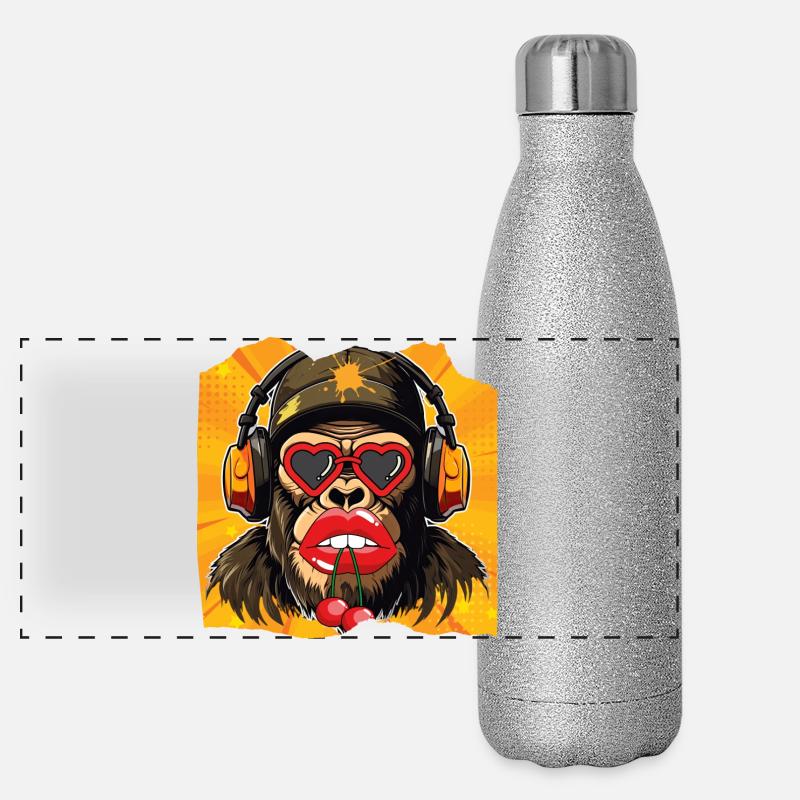 Affe & Kirsche Panorama Glitzer Isolierflasche 500 ml