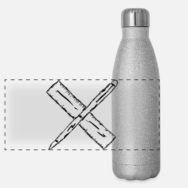 Stift und Lineal Panorama Glitzer Isolierflasche 500 ml