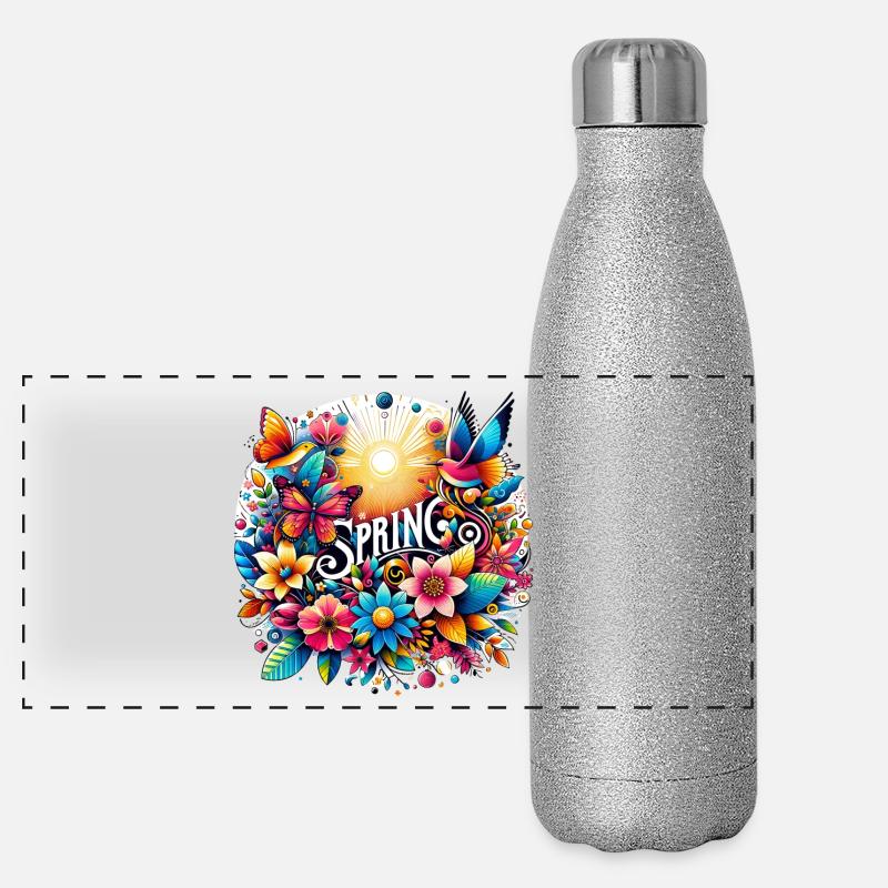 Printemps - Saison, Début du Printemps, Fleurs Gourde isotherme panoramique pailletée 500 ml