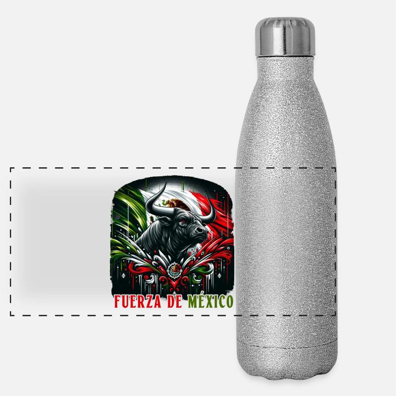 Mexiko Stierkampf Design Panorama Glitzer Isolierflasche 500 ml