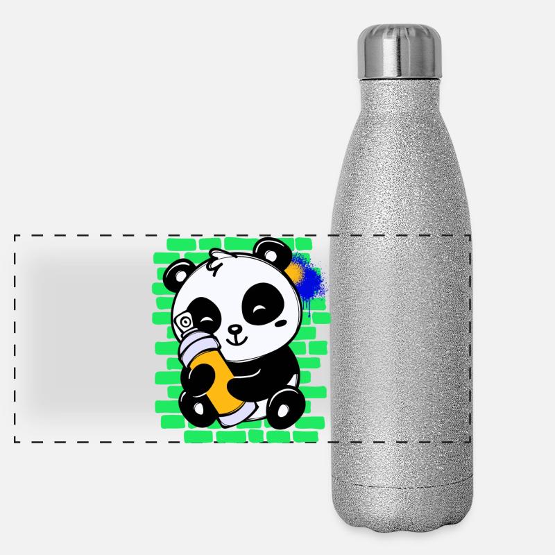 Graffiti Panda Dessin Illustration Bombe Aérosol Gourde isotherme panoramique pailletée 500 ml
