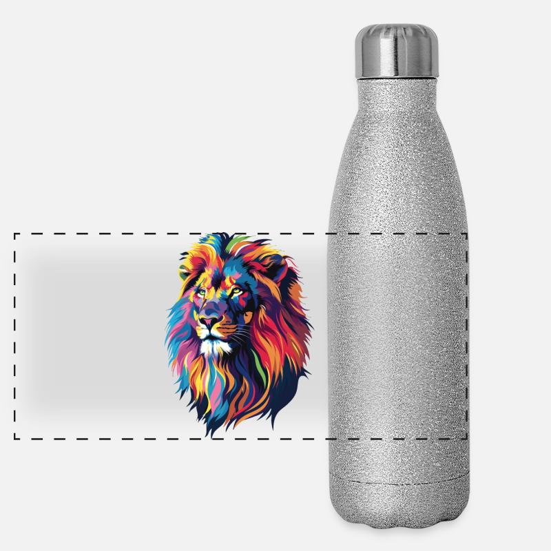 Illustration de Lion coloré Gourde isotherme panoramique pailletée 500 ml