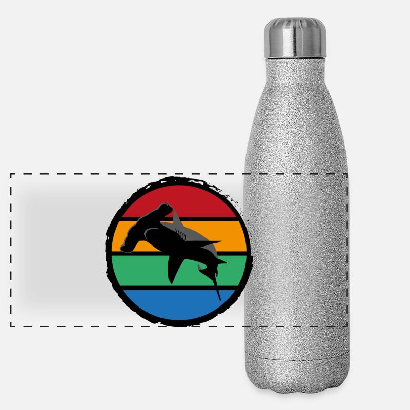 14 Hammerhai sunset Panorama Glitzer Isolierflasche 500 ml