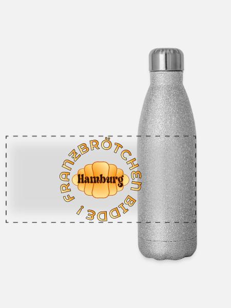 HAMBURG FRANZBRĂTCHEN BACKWAREN GEBĂCK - Panorama Glitzer Isolierflasche 500 ml - Silber Glitzer
