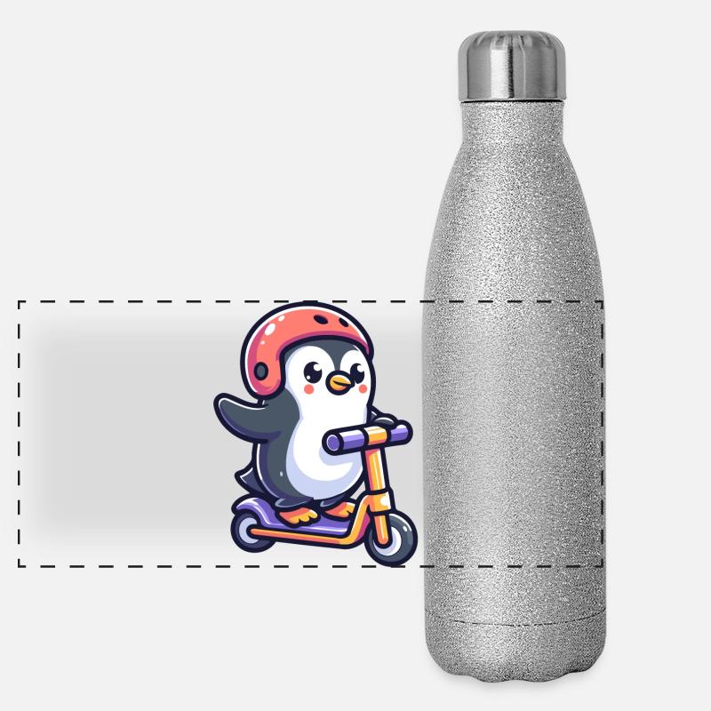 Pingouin en déplacement : le chéri qui s’époumone Gourde isotherme panoramique pailletée 500 ml