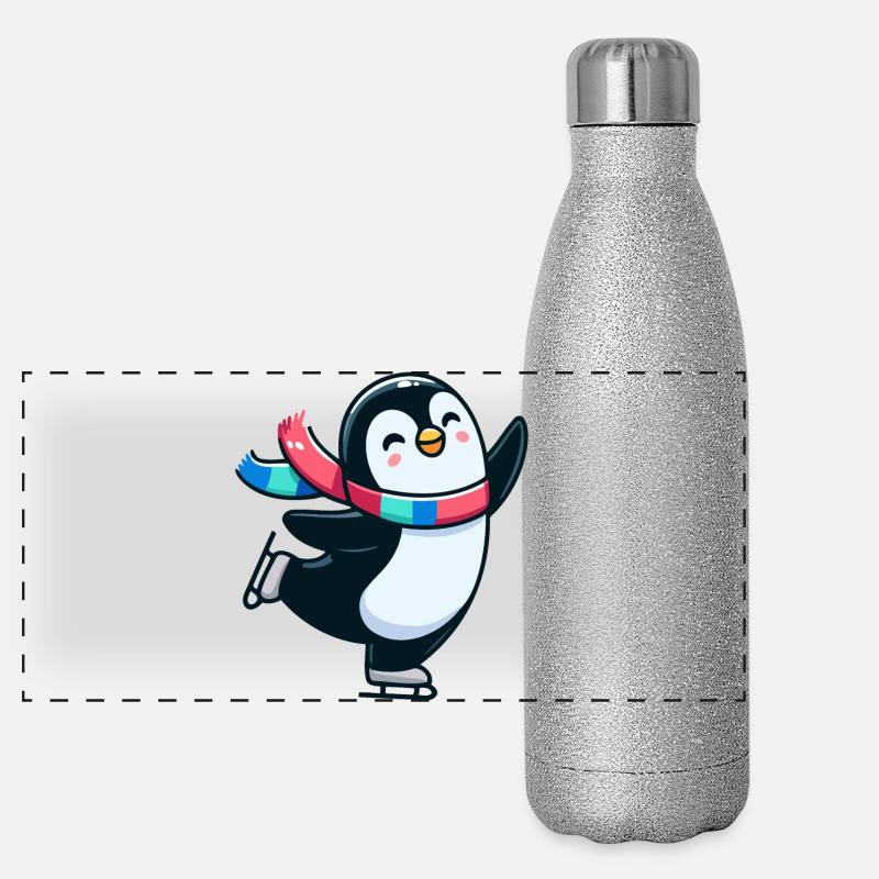 Valse d’hiver Pingouin : La danseuse de glace Gourde isotherme panoramique pailletée 500 ml