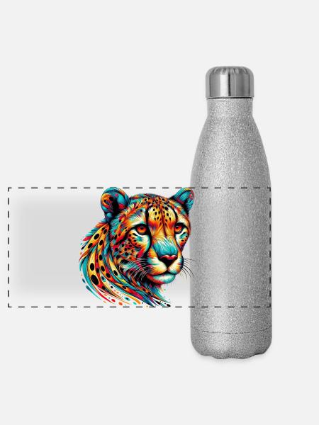 Gepard - Panorama Glitzer Isolierflasche 500 ml - Silber Glitzer