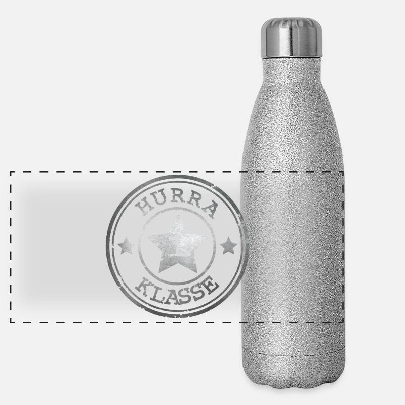 Hurrah 1st Class - Emblem with Star - Silver Panoramic Glitter Thermal Bottle 500 ml