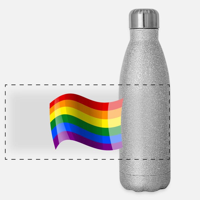 Drapeau arc-en-ciel agité Gourde isotherme panoramique pailletée 500 ml