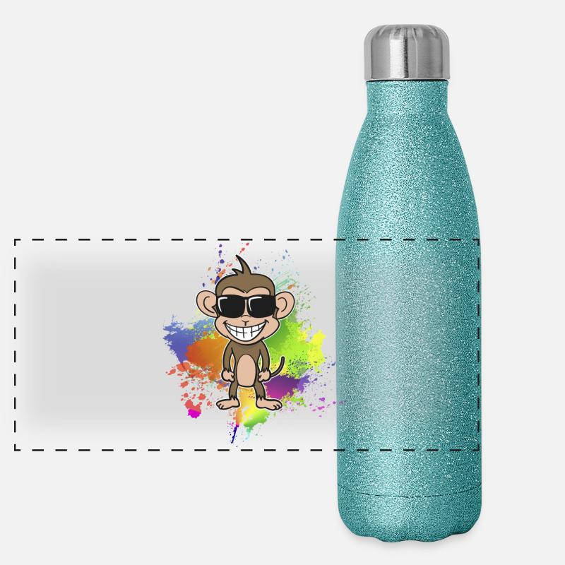 Singe d’été coloré Gourde isotherme panoramique pailletée 500 ml