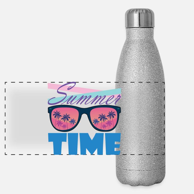 Sommerzeit Palmen-Sonnenbrille Panorama Glitzer Isolierflasche 500 ml