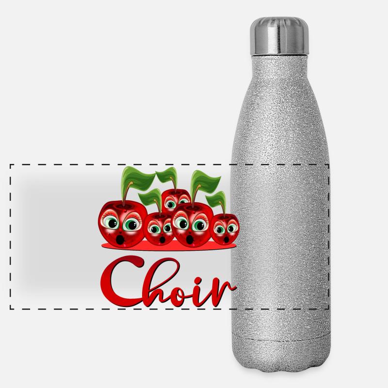 SINGENDE KIRSCHEN - CHORSÄNGER - FRÜCHTE Panorama Glitzer Isolierflasche 500 ml