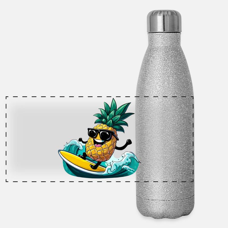 Surf d’ananas avec lunettes de soleil à la mer Gourde isotherme panoramique pailletée 500 ml